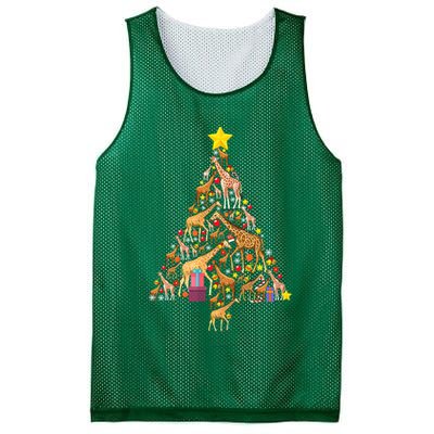 Funny Giraffe Christmas Tree Zookeeper Xmas Mesh Reversible Basketball Jersey Tank