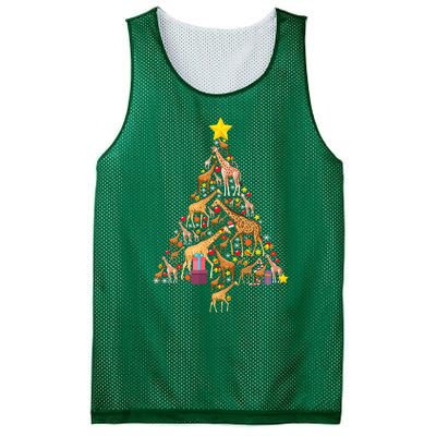 Funny Giraffe Christmas Tree Zookeeper Xmas Mesh Reversible Basketball Jersey Tank