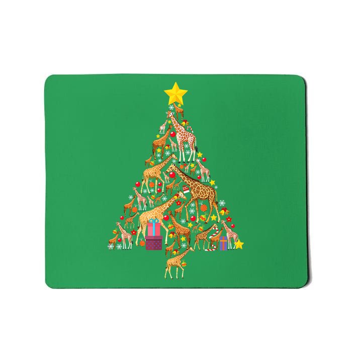 Funny Giraffe Christmas Tree Zookeeper Xmas Mousepad