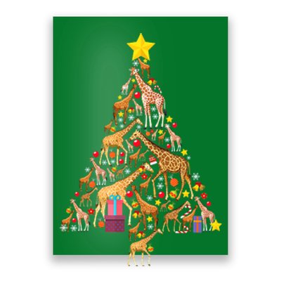 Funny Giraffe Christmas Tree Zookeeper Xmas Poster