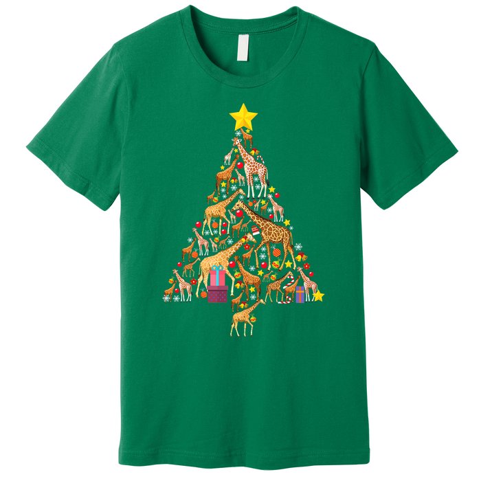 Funny Giraffe Christmas Tree Zookeeper Xmas Premium T-Shirt