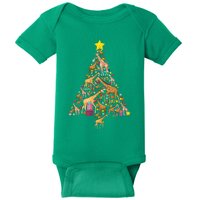 Funny Giraffe Christmas Tree Zookeeper Xmas Baby Bodysuit