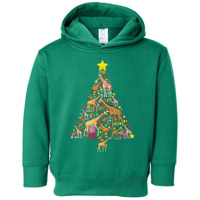 Funny Giraffe Christmas Tree Zookeeper Xmas Toddler Hoodie