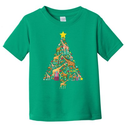 Funny Giraffe Christmas Tree Zookeeper Xmas Toddler T-Shirt