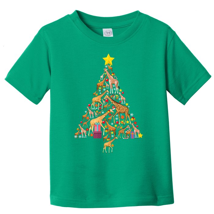 Funny Giraffe Christmas Tree Zookeeper Xmas Toddler T-Shirt