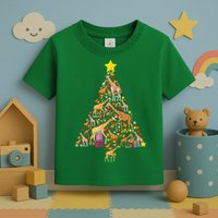 Funny Giraffe Christmas Tree Zookeeper Xmas Toddler T-Shirt