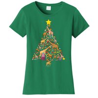 Funny Giraffe Christmas Tree Zookeeper Xmas Women's T-Shirt