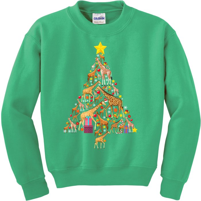 Funny Giraffe Christmas Tree Zookeeper Xmas Kids Sweatshirt