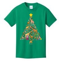 Funny Giraffe Christmas Tree Zookeeper Xmas Kids T-Shirt