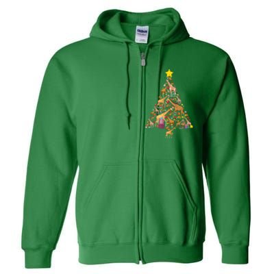 Funny Giraffe Christmas Tree Zookeeper Xmas Full Zip Hoodie