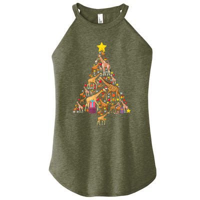 Funny Giraffe Christmas Tree Zookeeper Xmas Women's Perfect Tri Rocker Tank