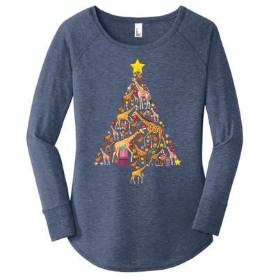 Funny Giraffe Christmas Tree Zookeeper Xmas Women's Perfect Tri Tunic Long Sleeve Shirt