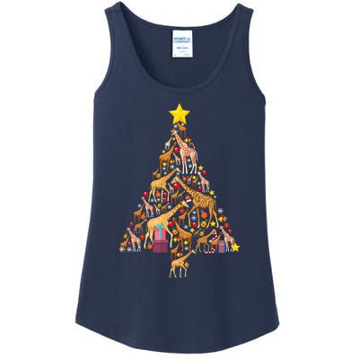 Funny Giraffe Christmas Tree Zookeeper Xmas Ladies Essential Tank