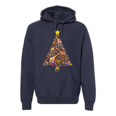 Funny Giraffe Christmas Tree Zookeeper Xmas Premium Hoodie