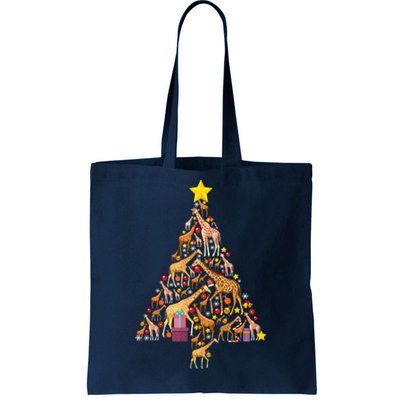 Funny Giraffe Christmas Tree Zookeeper Xmas Tote Bag