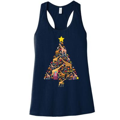 Funny Giraffe Christmas Tree Zookeeper Xmas Women's Racerback Tank