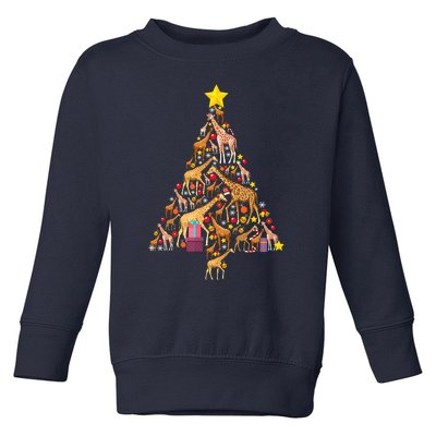 Funny Giraffe Christmas Tree Zookeeper Xmas Toddler Sweatshirt