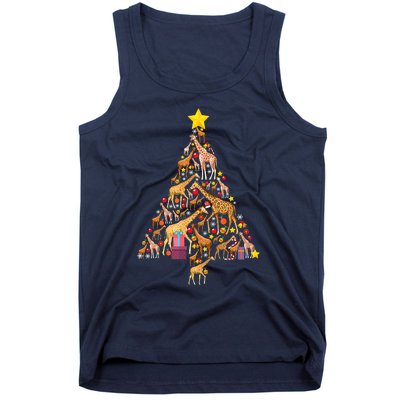 Funny Giraffe Christmas Tree Zookeeper Xmas Tank Top