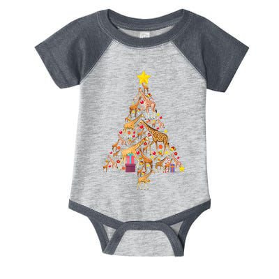 Funny Giraffe Christmas Tree Zookeeper Xmas Infant Baby Jersey Bodysuit