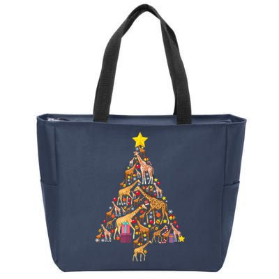 Funny Giraffe Christmas Tree Zookeeper Xmas Zip Tote Bag