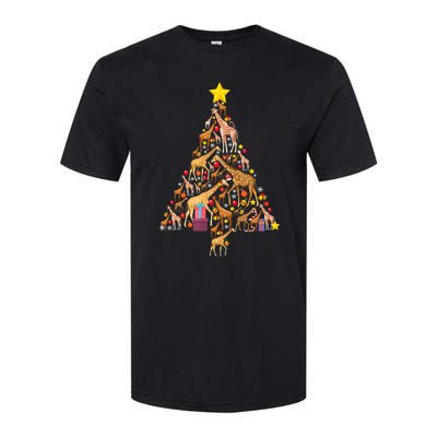 Funny Giraffe Christmas Tree Zookeeper Xmas Softstyle CVC T-Shirt