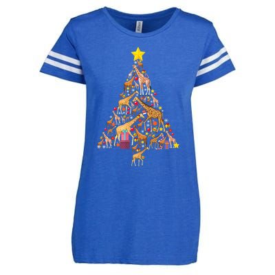 Funny Giraffe Christmas Tree Zookeeper Xmas Enza Ladies Jersey Football T-Shirt