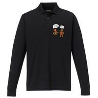 Funny Gingerbread  Christmas Performance Long Sleeve Polo