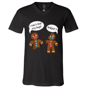 Funny Gingerbread  Christmas V-Neck T-Shirt