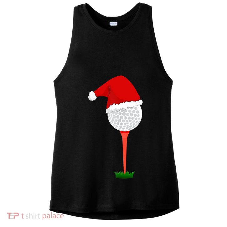 Funny Golfing Christmas Tee Holiday Golf Ball TShirt Ladies PosiCharge Tri-Blend Wicking Tank
