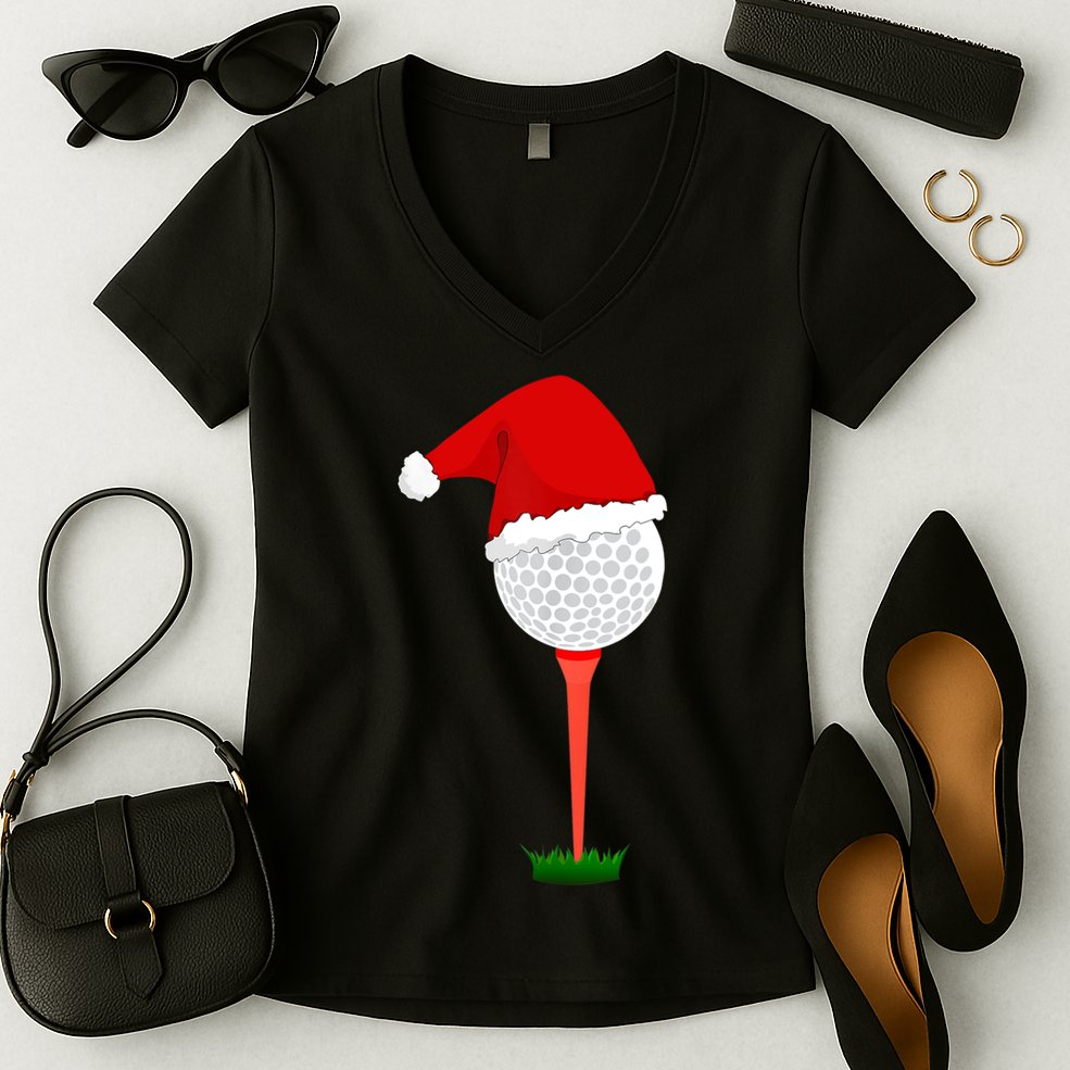 Funny Golfing Christmas Tee Holiday Golf Ball TShirt Women's V-Neck T-Shirt