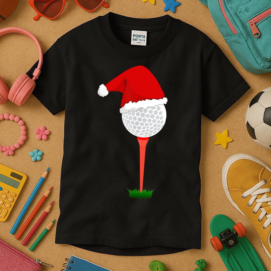 Funny Golfing Christmas Tee Holiday Golf Ball TShirt Kids T-Shirt