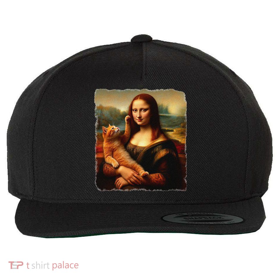Funny Ginger Cat Orange Mona Lisa Kitty For Cat Lovers Wool Snapback Cap