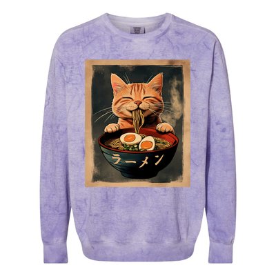 Funny Ginger Cat Ramen Japanese Graphic Kawaii Anime Colorblast Crewneck Sweatshirt