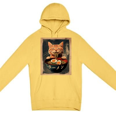 Funny Ginger Cat Ramen Japanese Graphic Kawaii Anime Premium Pullover Hoodie