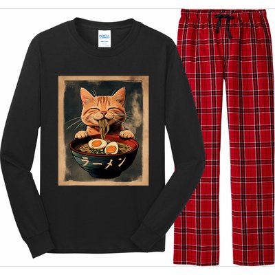 Funny Ginger Cat Ramen Japanese Graphic Kawaii Anime Long Sleeve Pajama Set