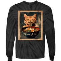 Funny Ginger Cat Ramen Japanese Graphic Kawaii Anime Tie-Dye Long Sleeve Shirt