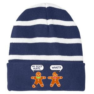 Funny Gingerbread Christmas Striped Beanie with Solid Band