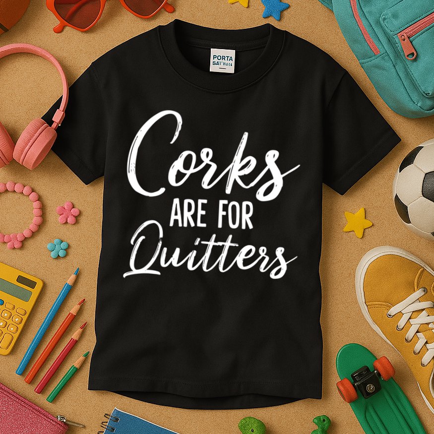 Funny Gift Corks Are For Quitters Funny Wine Ing Sarcasm Gift Kids T-Shirt