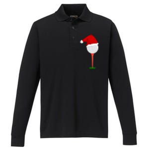 Funny Golfing Christmas Holiday Golf Ball Performance Long Sleeve Polo