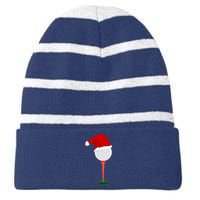 Funny Golfing Christmas Holiday Golf Ball Striped Beanie with Solid Band