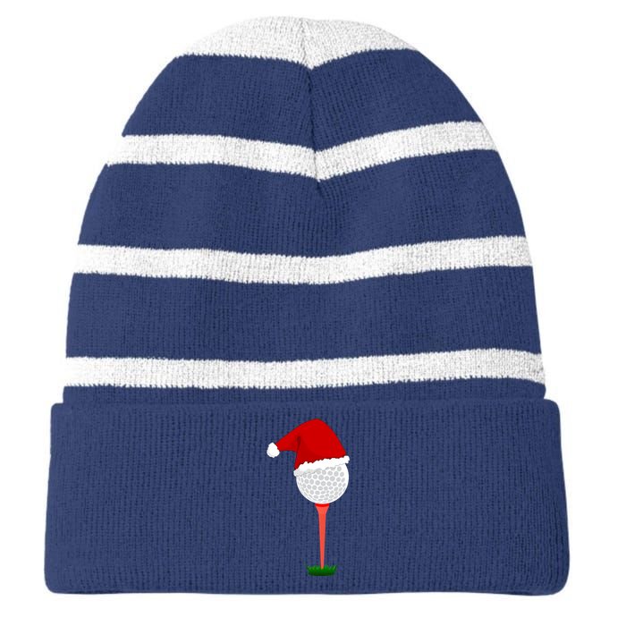 Funny Golfing Christmas Holiday Golf Ball Striped Beanie with Solid Band