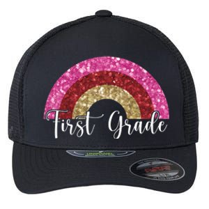 First Grade Cute Rainbow Back To School Flexfit Unipanel Trucker Cap