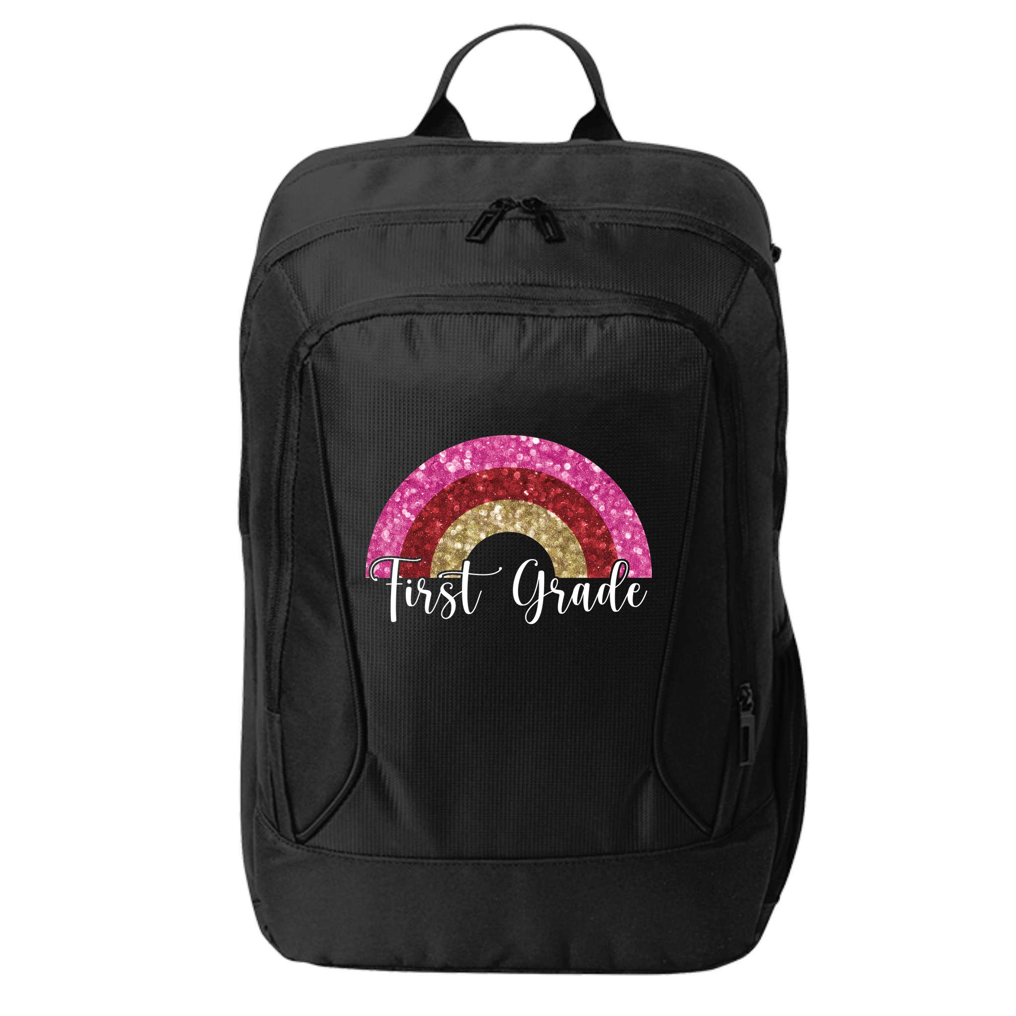 First Grade Cute Rainbow Back To School City Backpack