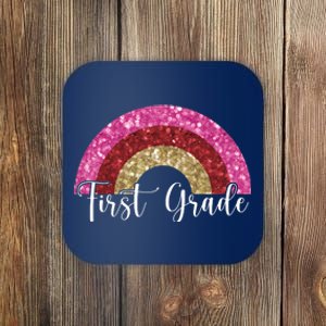 First Grade Cute Rainbow Back To School Coaster