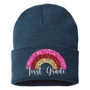 First Grade Cute Rainbow Back To School Sustainable Knit Beanie