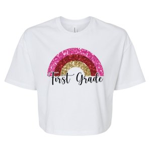 First Grade Cute Rainbow Back To School Bella+Canvas Jersey Crop Tee