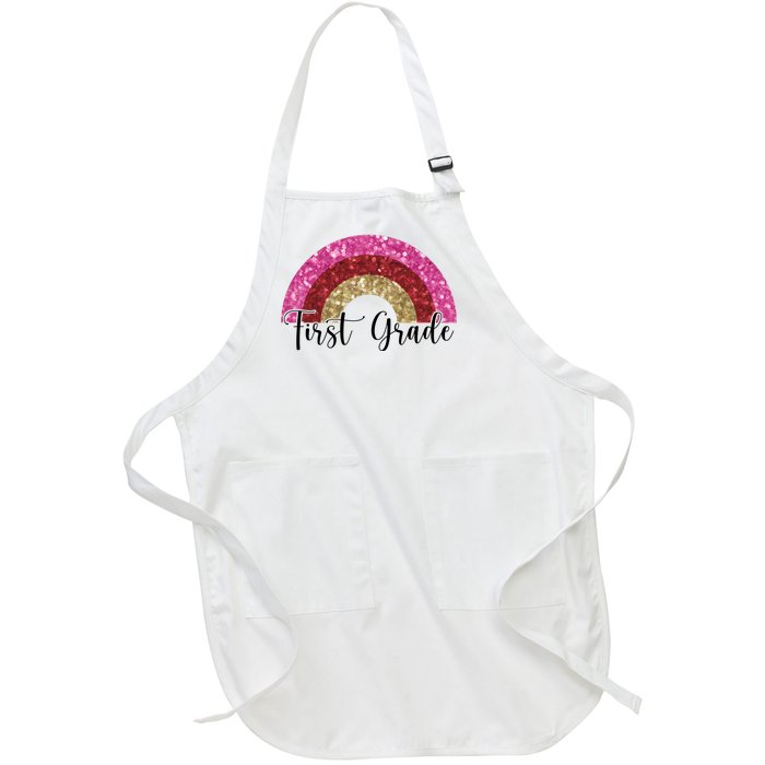 First Grade Cute Rainbow Back To School Full-Length Apron With Pockets