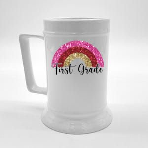 First Grade Cute Rainbow Back To School Beer Stein