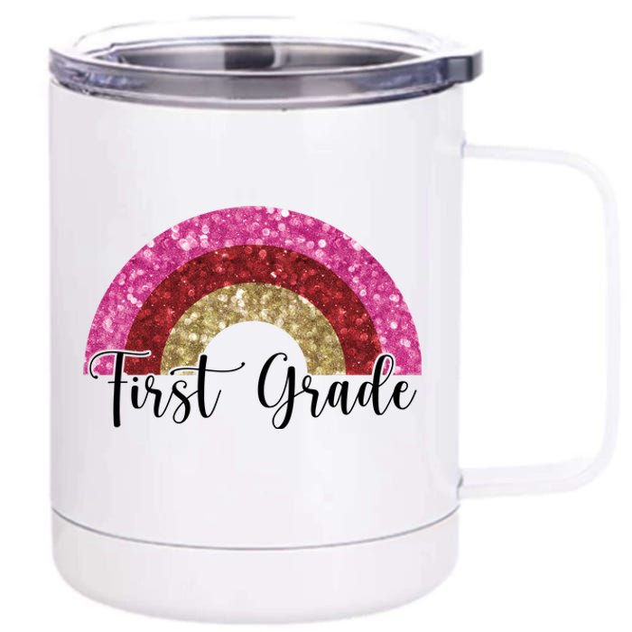 First Grade Cute Rainbow Back To School 12 oz Stainless Steel Tumbler Cup