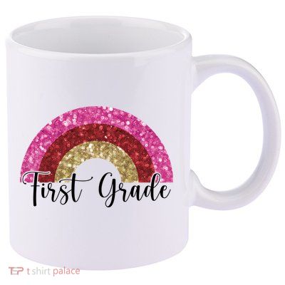 First Grade Cute Rainbow Back To School 11oz C Handle Ceramic Mug